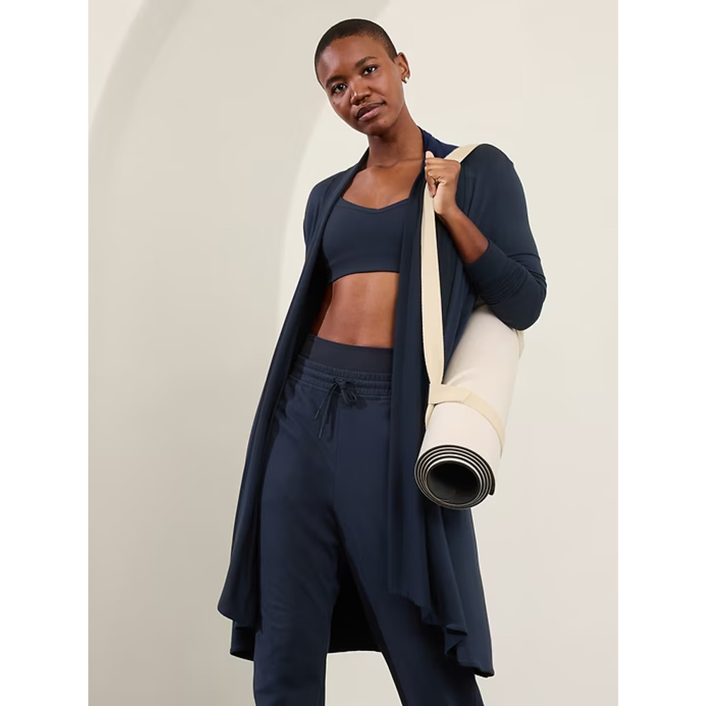 ATHLETA Plus Navy Cozy Soft Pranayama Wrap Long Cardigan 2X